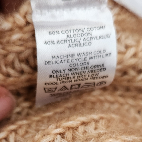 Lou & Grey for LOFT Hooded Cardigan Sweater Brown Size: Medium Preppy Knit - Picture 6 of 7